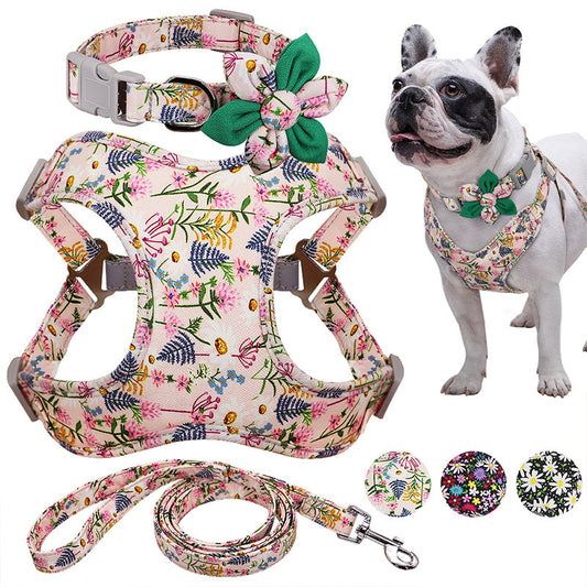 Flower Collar with Harness & Leash Set