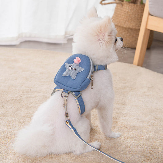 Dog Harness & Leash With Backpack