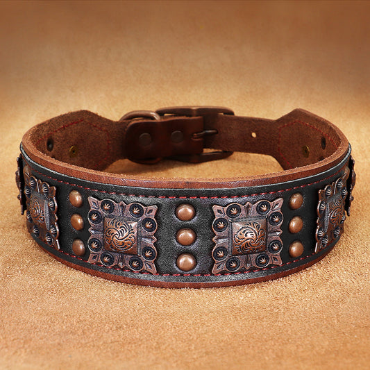 Premium Cowhide Rivet Dog Collar