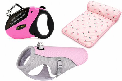 Dog Summer Walk & Cool-Down Bundle – Cooling Mat, Cooling Harness & Retractable Leash